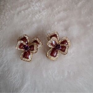Elegant Gold and Purple Flower Earrings